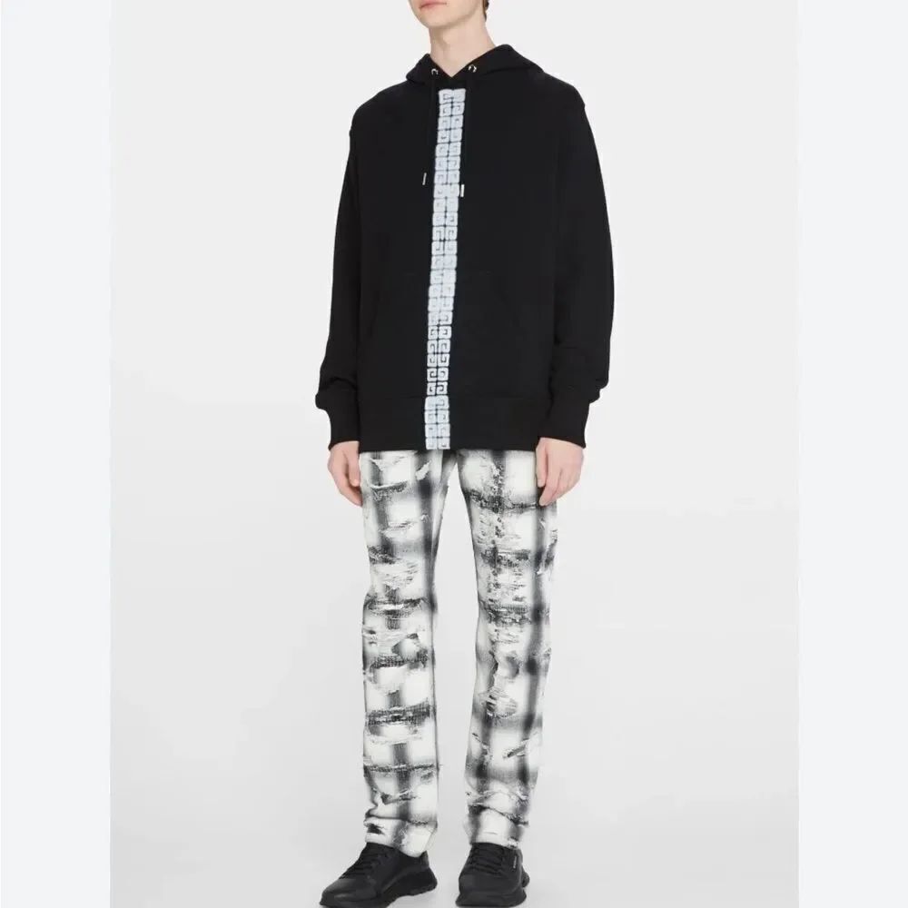 Givenchy Men’s Straight Leg Black White Stripe Painted Distressed NWT $ 2120.00